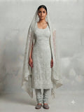 Mint Cotton Lakhnavi Kameez Set with Dupatta - 0099