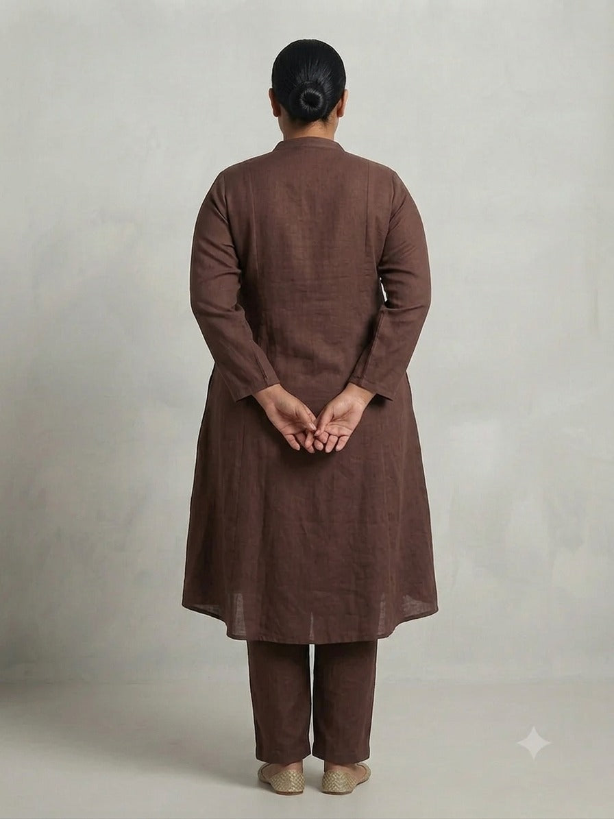 Chocolate Brown Georgette Pant Set - 0074