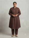 Chocolate Brown Georgette Pant Set - 0074
