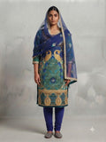 Embroidered Peacock Suit with Pajami - 0092