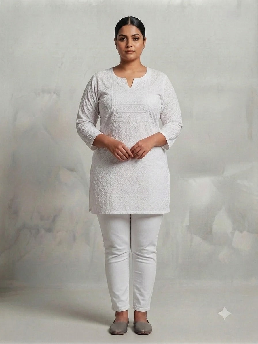 White Sequin Kurti - 0096